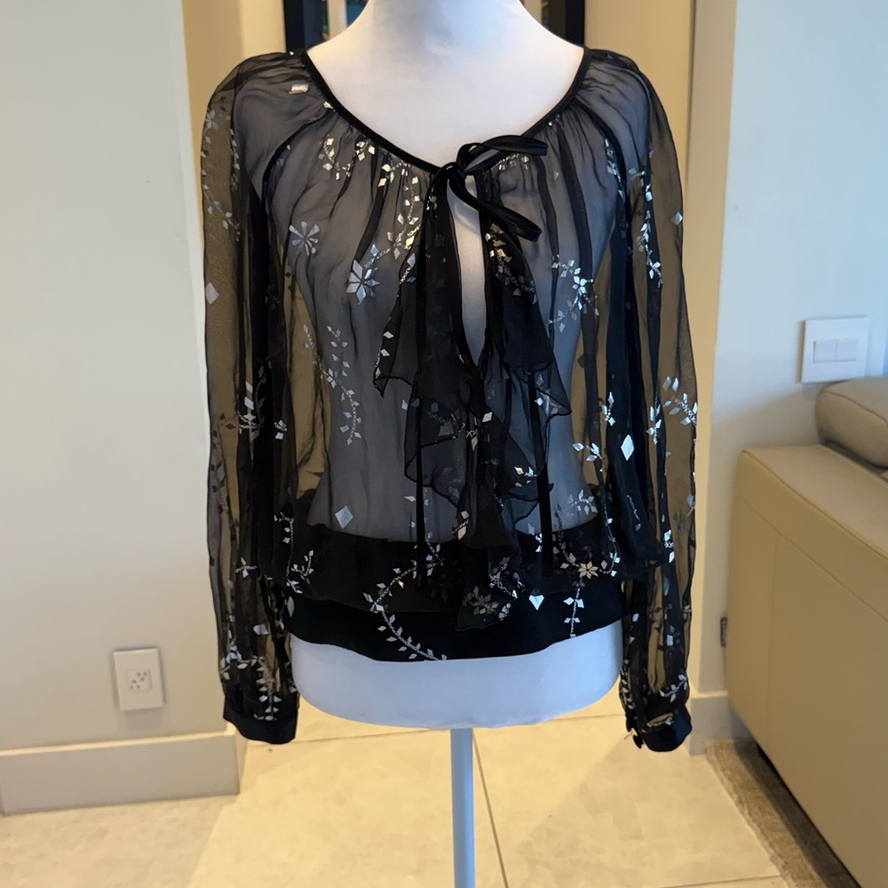 Alice Temperly black and silver lame 💯 silk shirt size 6